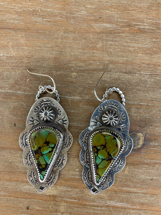 Green and blue Hubei turquoise earrings