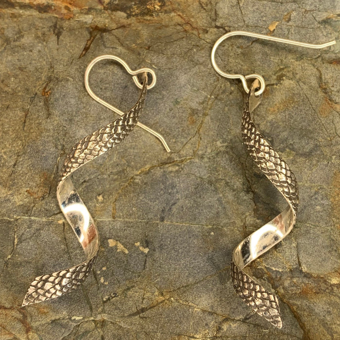 Dragon skin  spiral earrings