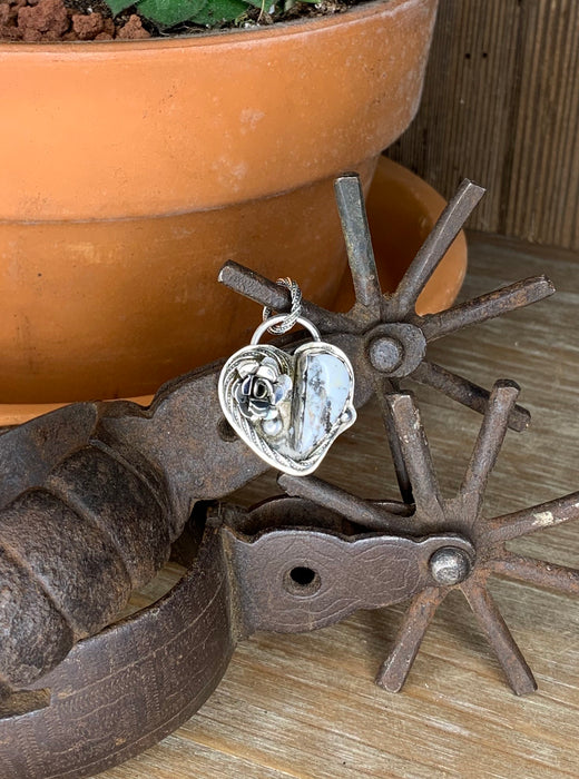 White Buffalo heart pendant with 18 inch chain