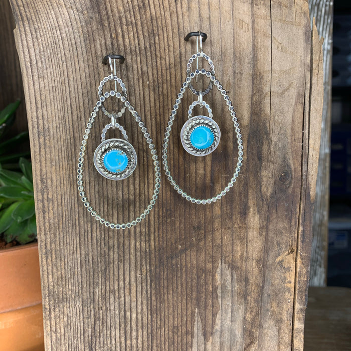 Long dangle turquoise earrings