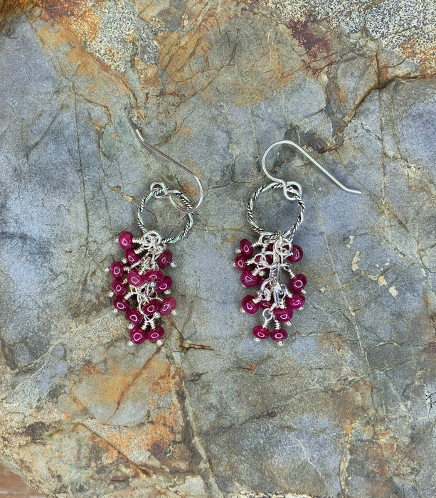 Ruby cluster earrings