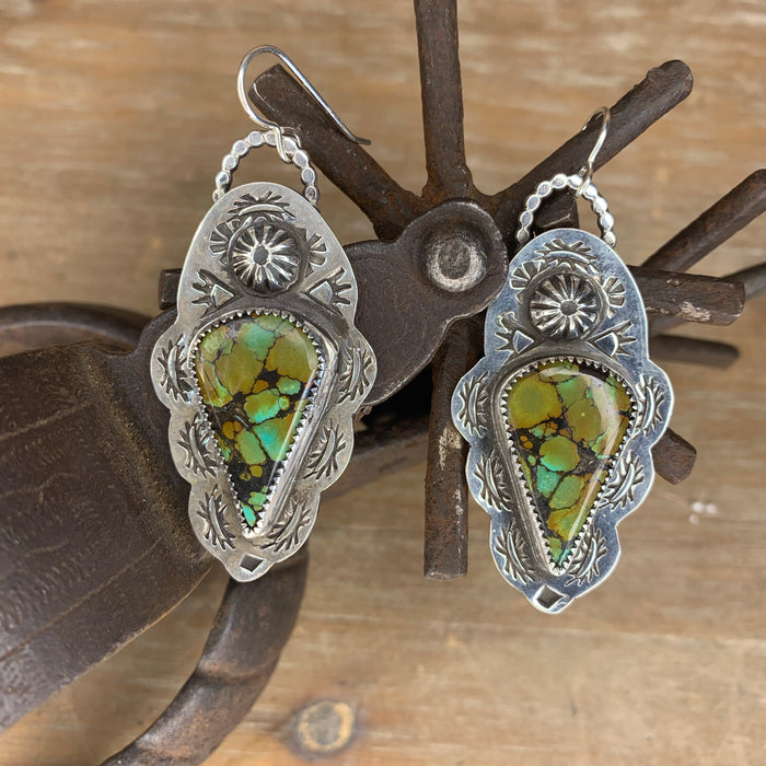 Green and blue Hubei turquoise earrings