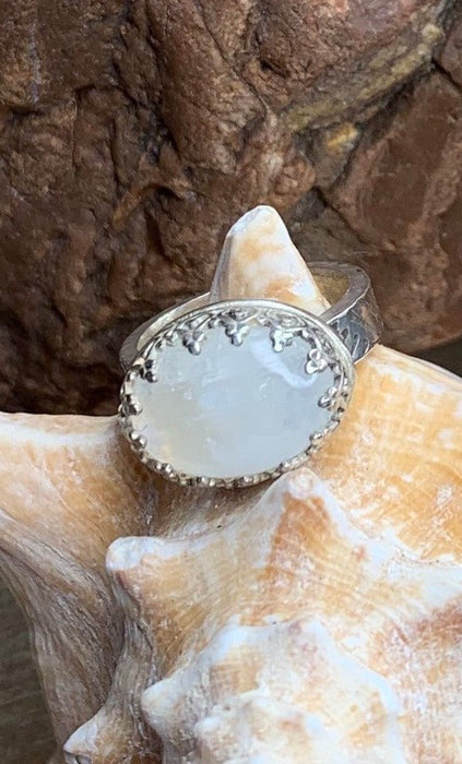 Rainbow moonstone ring