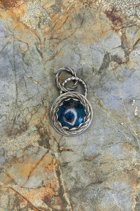 Small azurite pendant with 18 inch chain