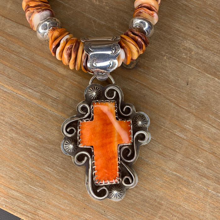 Orange cross and necklace