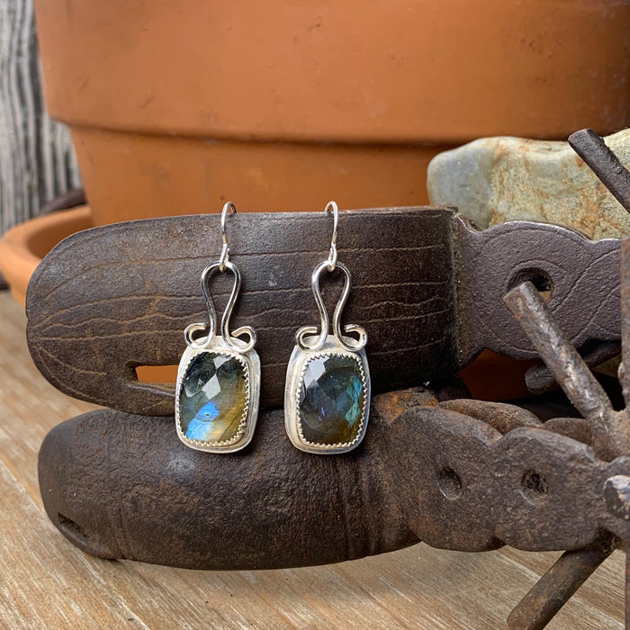 Labradorite rectangular earrings